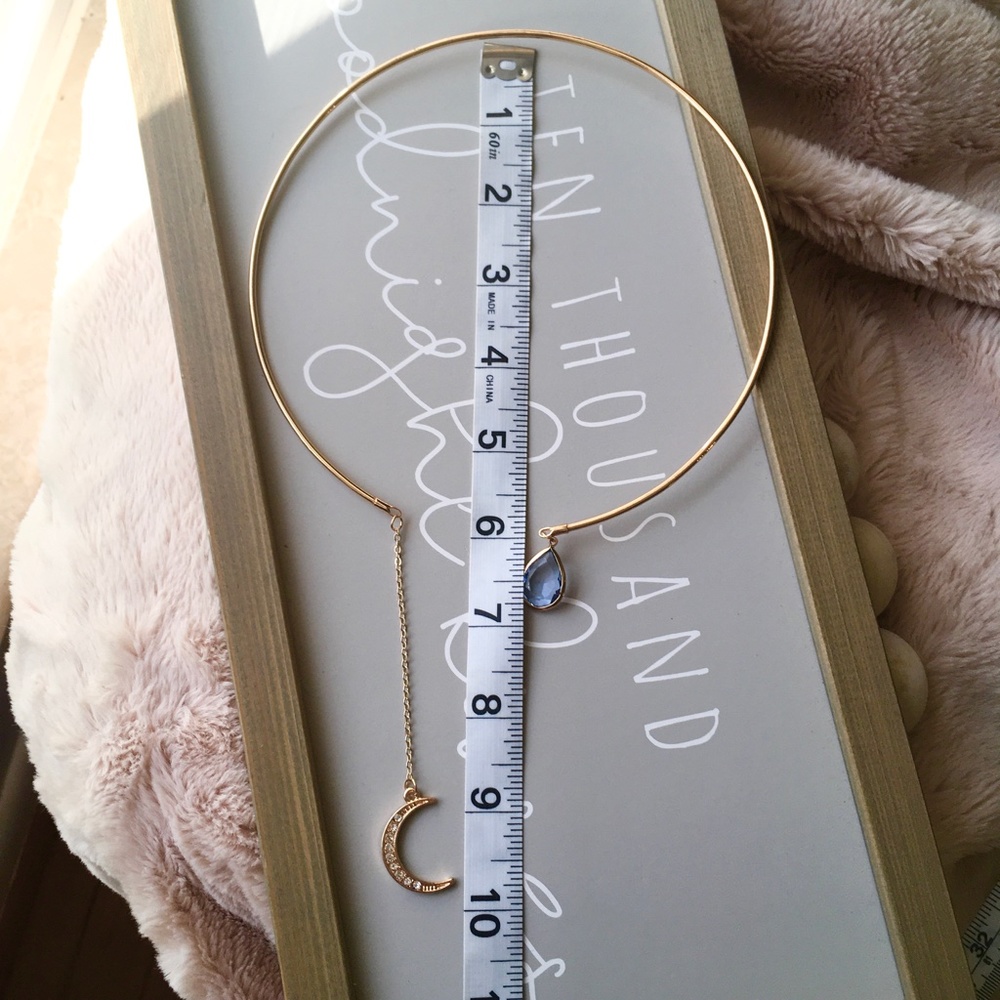 Crescent Moon and Jewel Collar Choker Necklace - Picture 6 of 8